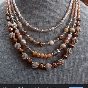 Vintage NRQ gold, pink, and multicolor multi strand 4 Layered Necklace